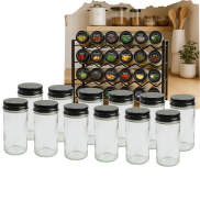 Zestaw 12 okrągłych słoiczków 120 ml na przyprawy do kuchni - 4