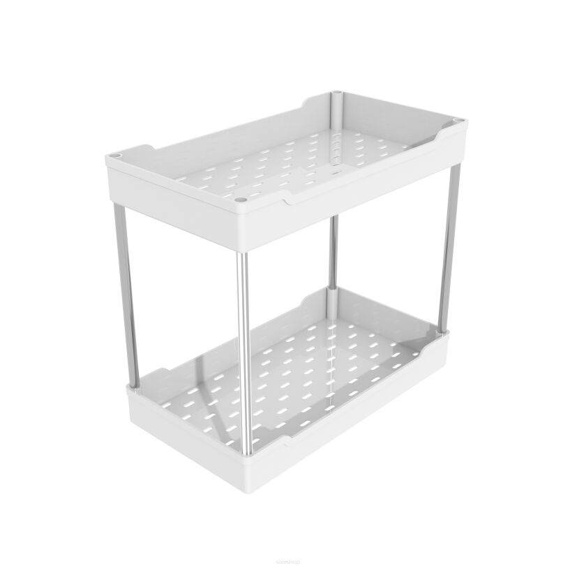 Organizer 2 poziomy do kuchni biały, pod szafkę z metalu i tworzywa