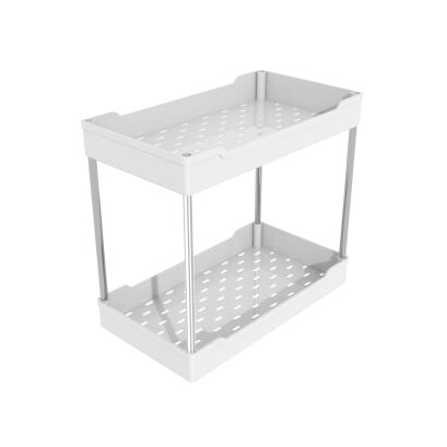 Organizer 2 poziomy do kuchni biały, pod szafkę z metalu i tworzywa