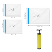Worki próżniowe na ubrania duży zestaw 15 szt. zestaw z pompką ręczną (5x 60x50 cm, 5x 80x60 cm, 5x 120x80 cm) - 2