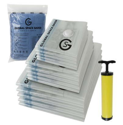 Worki próżniowe na ubrania duży zestaw 15 szt. zestaw z pompką ręczną (5x 60x50 cm, 5x 80x60 cm, 5x 120x80 cm)