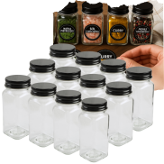 Zestaw 12 kwadratowych słoiczków 120 ml na przyprawy do kuchni - 3