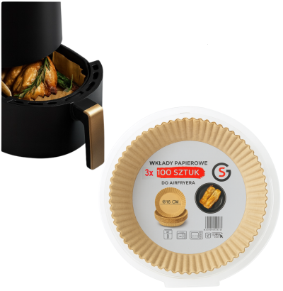 WKŁAD AIR FRYER PAPIER DO FRYTKOWNICY BEZTŁUSZCZOWEJ 16 CM, 100 SZTUK