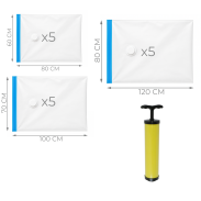 Worki próżniowe na ubrania duży zestaw 15 szt. zestaw z pompką ręczną (5x 80x60 cm, 5x 100x70 cm, 5x 120x80 cm) - 2