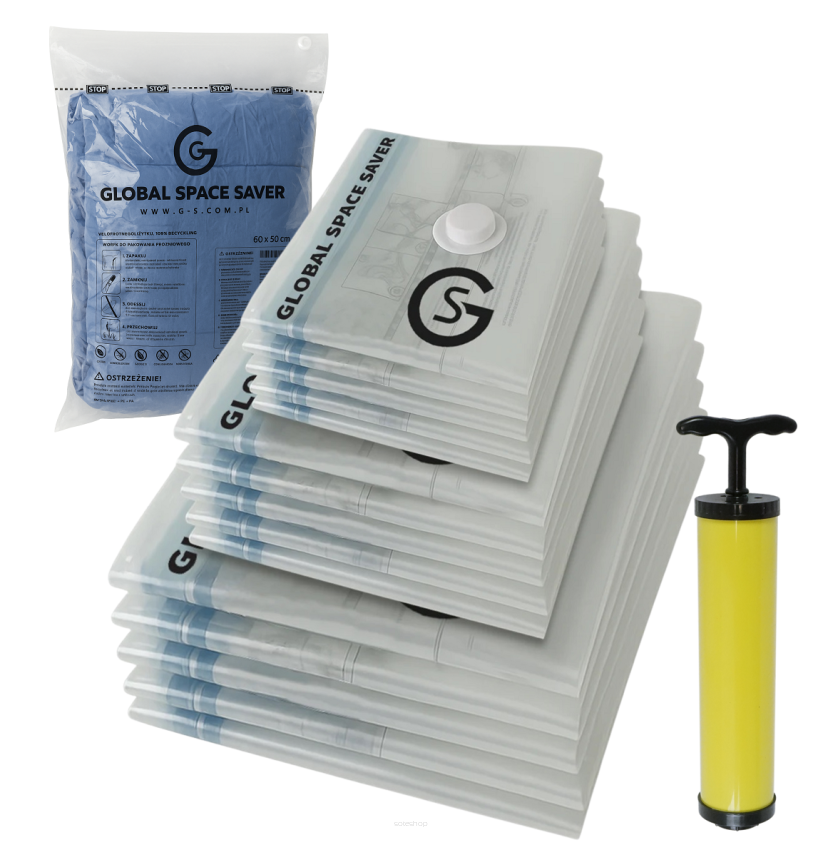 Worki próżniowe na ubrania duży zestaw 15 szt. zestaw z pompką ręczną (5x 80x60 cm, 5x 100x70 cm, 5x 120x80 cm)