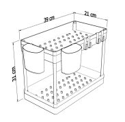 Zestaw 2 organizerów 2 poziomy do kuchni czarny, pod szafkę + 4 kubki i 8 haczyki - 3