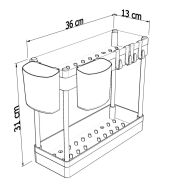 Zestaw 2 organizerów 2 poziomy do kuchni czarny, pod szafkę + 4 kubki i 8 haczyki - 2