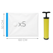 WORKI PRÓŻNIOWE 60 x 50 CM ZESTAW 5 SZTUK + POMPKA GRATIS, NA UBRANIA, KOCE, POŚCIEL DO SZAFY, GARAŻU, PIWNICY, NA STRYCH MOCNE GRUBE - 2