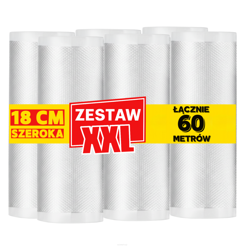 Zestaw 60 metrów, folia moletowana szerokość 18 cm w rękawie