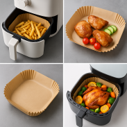 WKŁAD AIR FRYER PAPIER DO FRYTKOWNICY BEZTŁUSZCZOWEJ 20x20 CM, 100 SZTUK - 5
