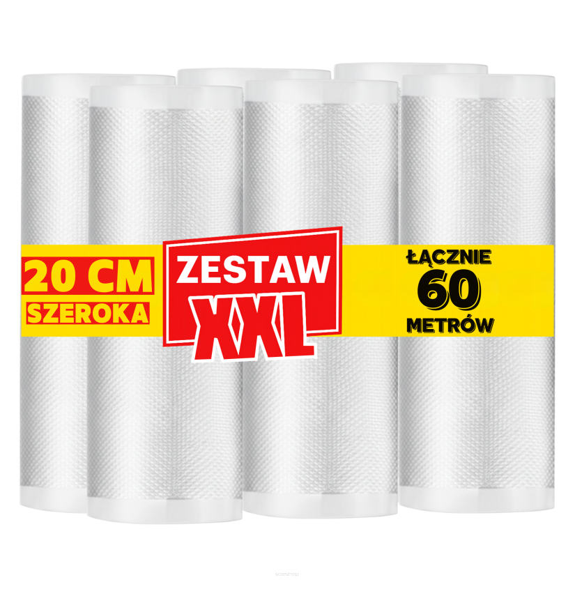 Zestaw 60 metrów, folia moletowana szerokość 20 cm w rękawie