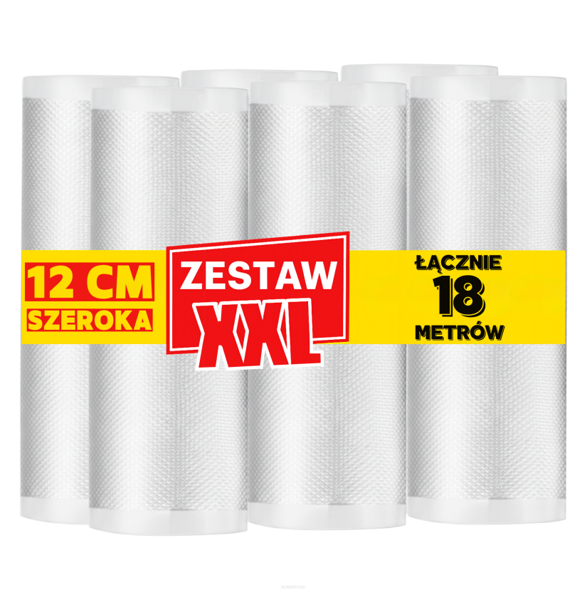 Zestaw 18 metrów, folia moletowana szerokość 12 cm w rękawie
