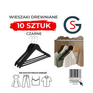 WIESZAK DREWNIANY CZARNY NA UBRANIA ZESTAW  X10 WIESZAKI DREWNIANE - 3