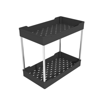Organizer 2 poziomy do kuchni czarny, pod szafkę z metalu i tworzywa