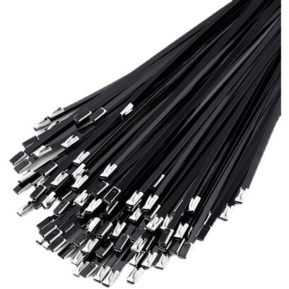 Czarne opaski zaciskowe metalowe 4,6 x 300 mm