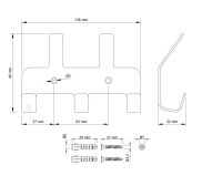 Wieszak 136 mm z 5 uchwytami, haczykami, kolor czarny przykręcany - 2