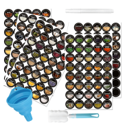 Zestaw 24 okrągłych słoiczków 120 ml na przyprawy do kuchni + naklejki - 4