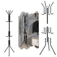 Wieszak stojący na ubrania metalowy w kolorze czarnym na 12 haczyków - 3