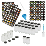 Zestaw 24 kwadratowych słoiczków 120 ml na przyprawy do kuchni + naklejki - 5