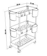 Organizer 3 poziomowy do kuchni, łazienki czarny na kółkach - 2