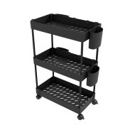 Organizer 3 poziomowy do kuchni, łazienki czarny na kółkach - 3