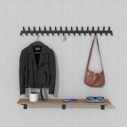 Wieszak 1002 mm z 35 uchwytami, haczykami, kolor czarny przykręcany - 6