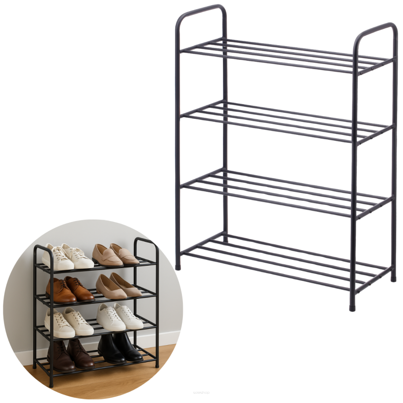 Półka na buty stojak regał organizer metalowy 4 półki loft do przedpokoju