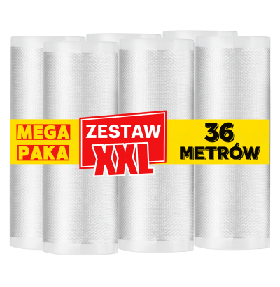 Zestaw 36 metrów, folia moletowana szerokość 15 cm w rękawie