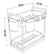Organizer 2 poziomy do kuchni czarny, pod szafkę z 1 szufladą + 2 kubki i 4 haczyki - 2