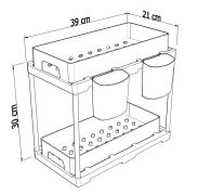 Organizer 2 poziomy do kuchni czarny, pod szafkę z 2 szufladami + 2 kubki i 4 haczyki - 2