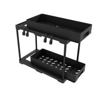Organizer 2 poziomy do kuchni czarny, pod szafkę z 2 szufladami + 2 kubki i 4 haczyki - 3