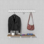 Wieszak 828 mm z 29 uchwytami, haczykami, kolor biały przykręcany - 6