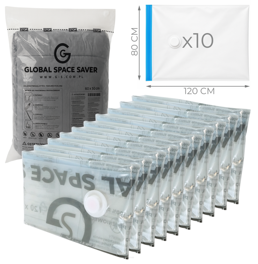 WORKI PRÓŻNIOWE 120 x 80 CM ZESTAW 10 SZTUK, NA UBRANIA, ZABAWKI DO SZAFY, GARAŻU, PIWNICY, NA STRYCH MOCNE GRUBE