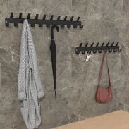 Wieszak 484 mm z 17 uchwytami, haczyk, kolor czarny przykręcany - 6