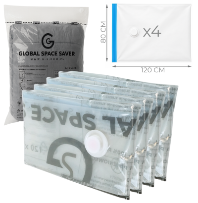 WORKI PRÓŻNIOWE 120 x 80 CM ZESTAW 4 SZTUK, NA UBRANIA, ZABAWKI DO SZAFY, GARAŻU, PIWNICY, NA STRYCH MOCNE GRUBE