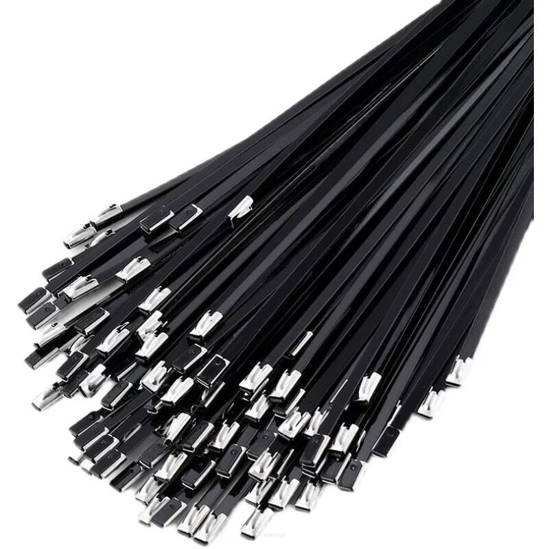 Czarne opaski zaciskowe metalowe 4,6 x 200 mm
