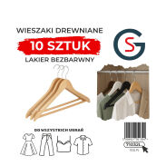 WIESZAK DREWNIANY LAKIEROWANY NA UBRANIA ZESTAW  X10 WIESZAKI DREWNIANE - 3